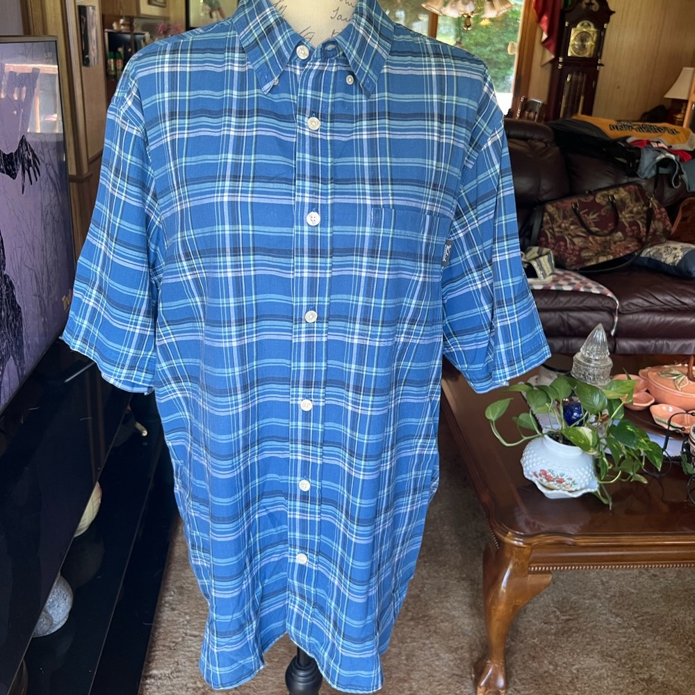 Mens Woolrich plaid button down shirt